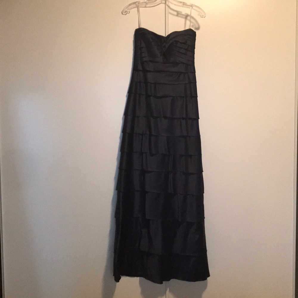 Strapless tiered evening gown